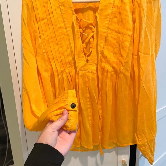 NWOT Rag & Bone Sachi Lace-Up Split Neck Silk Blend Blouse - Picture 5 of 5